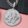 Customized Letter & Number Round VVS Diamond Spinning Hip Hop Pendant, Sterling Silver Iced Out Birthday Gift Pendant, Charm Diamond Hip Hop Pendant