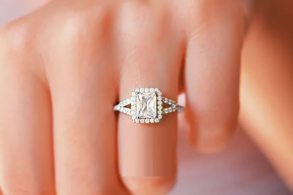 Radiant Halo Moissanite Solitaire Diamond Engagement Ring, Moissanite Wedding Ring, Silver Moissanite Diamond Women Ring, Proposal Gold Ring For Her