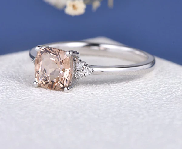 8_8a028c38-ec1e-48f7-94f0-20378ed547e8_600x600 Cushion Cut Morganite Engagement Ring Rose Gold Cluster Morganite Ring Antique Bridal Diamond Women Stacking Solitaire Unique Anniversary