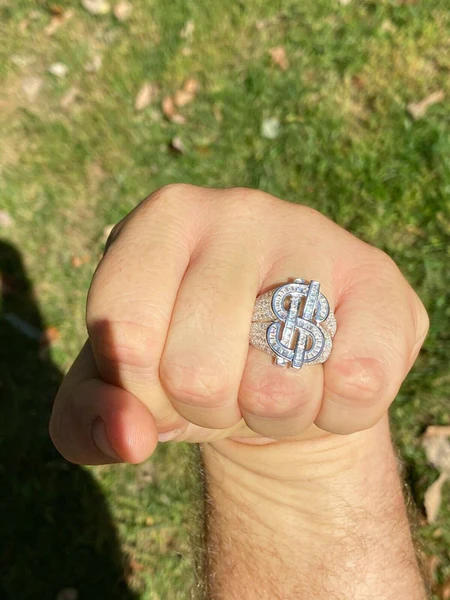 Baguette & Round Moissanite Diamond Customized Diamond Ring, Sterling Silver Champion Men Ring For Birthday Gift, Gold Plated Diamond Ring