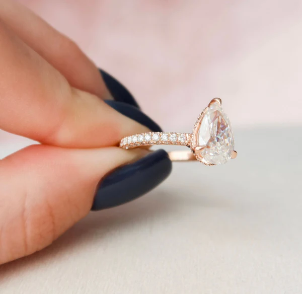 Pear Moissanite Solitaire Diamond Engagement Ring, Sterling Silver Moissanite Diamond Wedding Ring For Bridal, 10K/14K Gold Anniversary Diamond Ring For Gift