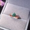 Green Moissanite Ring 2ct D Color Women Ring For Birthday Gift, Sterling Silver and 18K Rose Gold plated, Custom Engraved Women Diamond Ring, Anniversary gift, Promise ring