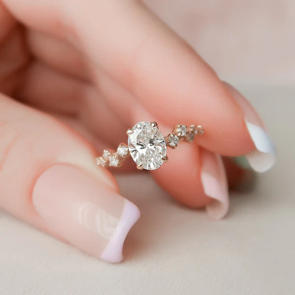 Oval Moissanite Solitaire Diamond Engagement Ring, Sterling Silver Moissanite Diamond Wedding Ring For Bridal, 10K/14K Gold Anniversary Diamond Ring For Gift