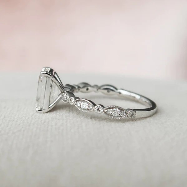 Emerald Moissanite Solitaire Diamond Engagement Ring, Sterling Silver Moissanite Diamond Wedding Ring For Bridal, 10K/14K Gold Anniversary Diamond Ring For Gift