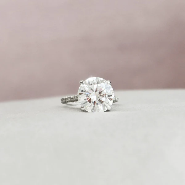 Round Moissanite Solitaire Diamond Engagement Ring, Sterling Silver Moissanite Diamond Wedding Ring For Bridal, 10K/14K Gold Anniversary Diamond Ring For Gift