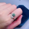 Round Green Moissanite Diamond Ring, Engagement Ring Women, Wedding Bridal Promise Ring for Women, Anniversary Birthstone Gift for Her