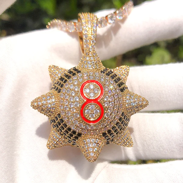 Round White VVS Diamond Hip Hop Pendant, Sterling Silver Iced Out Birthday Gift Pendant, Charm Diamond Hip Hop Pendant