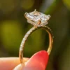2.00 CT Radiant Cut Moissanite Engagement Ring Moissanite Engagement Ring 14K Yellow Gold Hidden Halo Anniversary Ring Wedding Ring Her