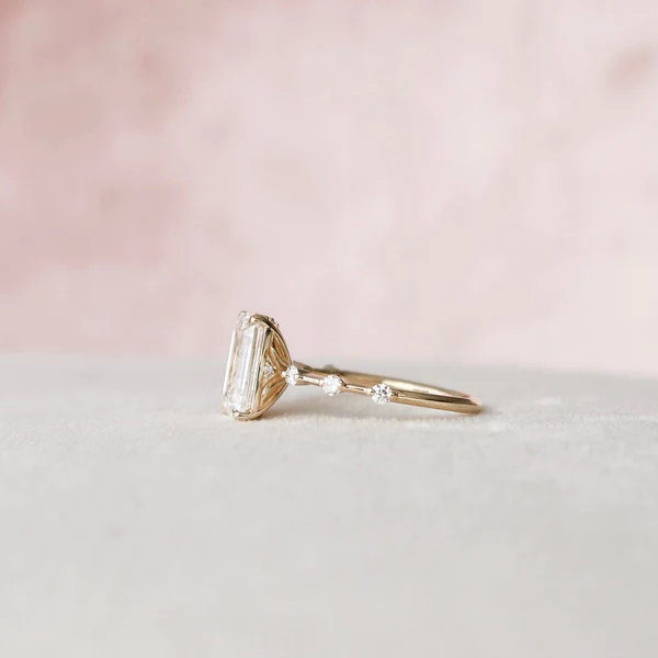 Emerald Moissanite Solitaire Diamond Engagement Ring, Sterling Silver Moissanite Diamond Wedding Ring For Bridal, 10K/14K Gold Anniversary Diamond Ring For Gift