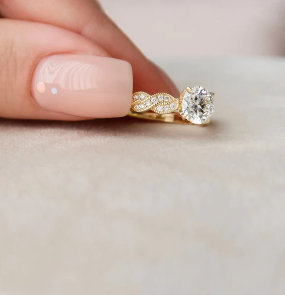 Round Moissanite Solitaire Diamond Engagement Ring, Sterling Silver Moissanite Diamond Wedding Ring For Bridal, 10K/14K Gold Anniversary Diamond Ring For Gift