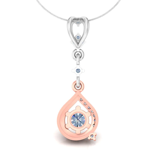 Round Diamond Sterling Silver Solitaire Women Pendant, Moissanite Diamond Pendant, Moissanite Women Pendant, Anniversary Gift Pendant, Engagement Gift Women Pendant