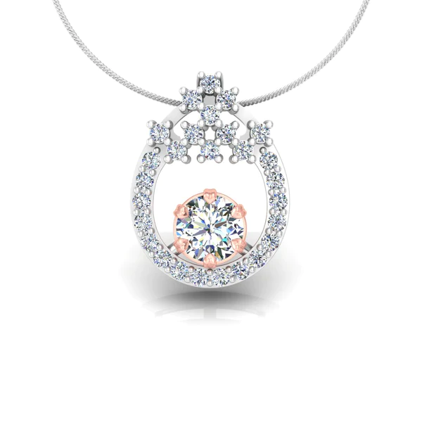 Round Diamond Sterling Silver Solitaire Women Pendant, Moissanite Diamond Pendant, Moissanite Women Pendant, Anniversary Gift Pendant, Engagement Gift Women Pendant