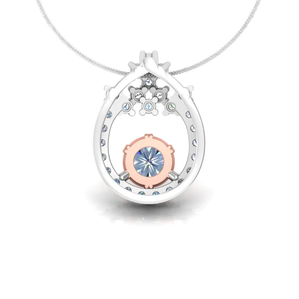 Round Diamond Sterling Silver Solitaire Women Pendant, Moissanite Diamond Pendant, Moissanite Women Pendant, Anniversary Gift Pendant, Engagement Gift Women Pendant