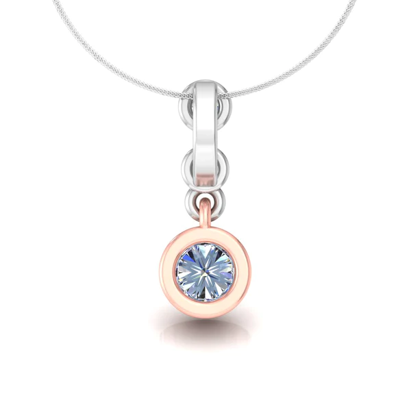 Round Diamond Sterling Silver Solitaire Women Pendant, Moissanite Diamond Pendant, Moissanite Women Pendant, Anniversary Gift Pendant, Engagement Gift Women Pendant