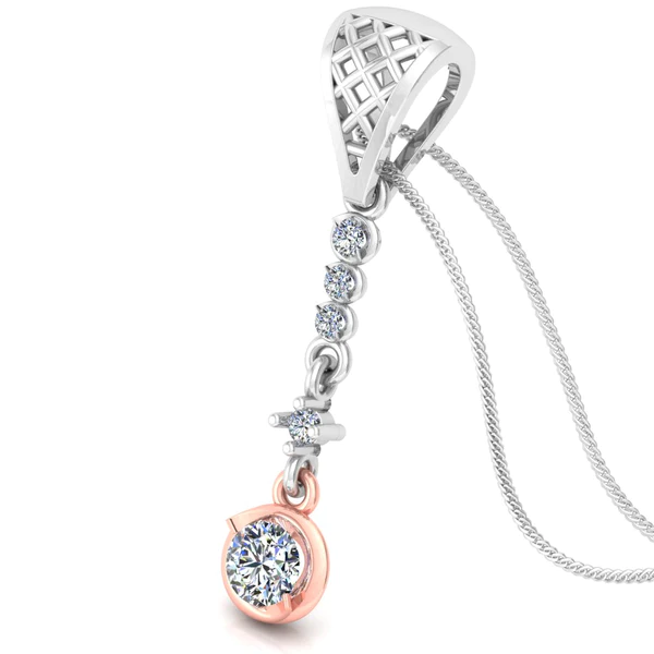 Round Diamond Sterling Silver Solitaire Women Pendant, Moissanite Diamond Pendant, Moissanite Women Pendant, Anniversary Gift Pendant, Engagement Gift Women Pendant