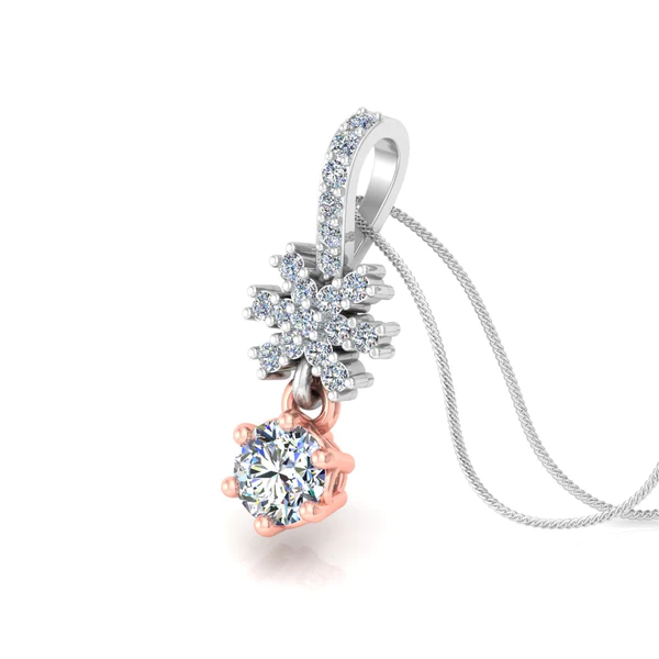 Round Diamond Sterling Silver Solitaire Women Pendant, Moissanite Diamond Pendant, Moissanite Women Pendant, Anniversary Gift Pendant, Engagement Gift Women Pendant