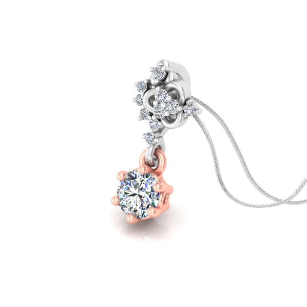 Round Diamond Sterling Silver Solitaire Women Pendant, Moissanite Diamond Pendant, Moissanite Women Pendant, Anniversary Gift Pendant, Engagement Gift Women Pendant