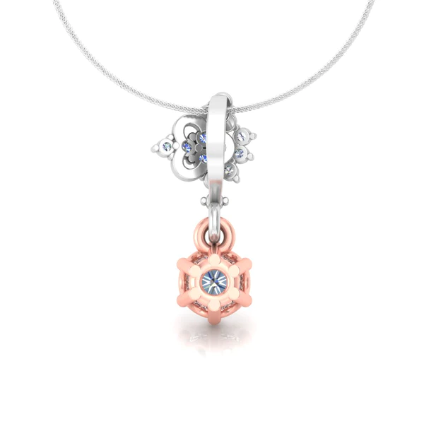 Round Diamond Sterling Silver Solitaire Women Pendant, Moissanite Diamond Pendant, Moissanite Women Pendant, Anniversary Gift Pendant, Engagement Gift Women Pendant