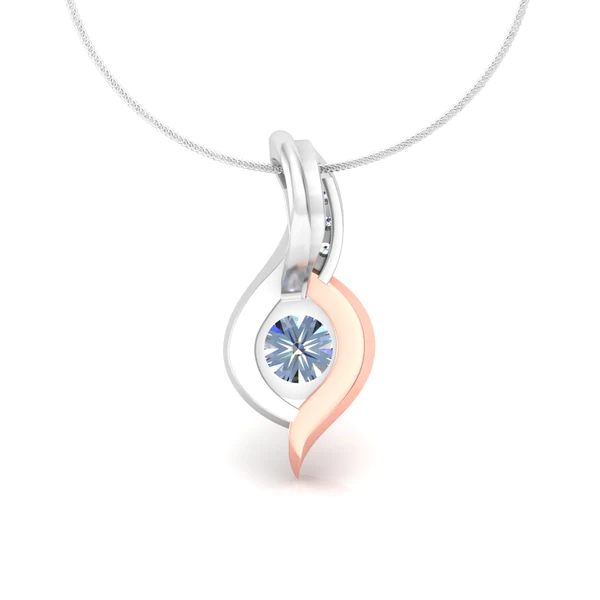 Round Diamond Sterling Silver Solitaire Women Pendant, Moissanite Diamond Pendant, Moissanite Women Pendant, Anniversary Gift Pendant, Engagement Gift Women Pendant