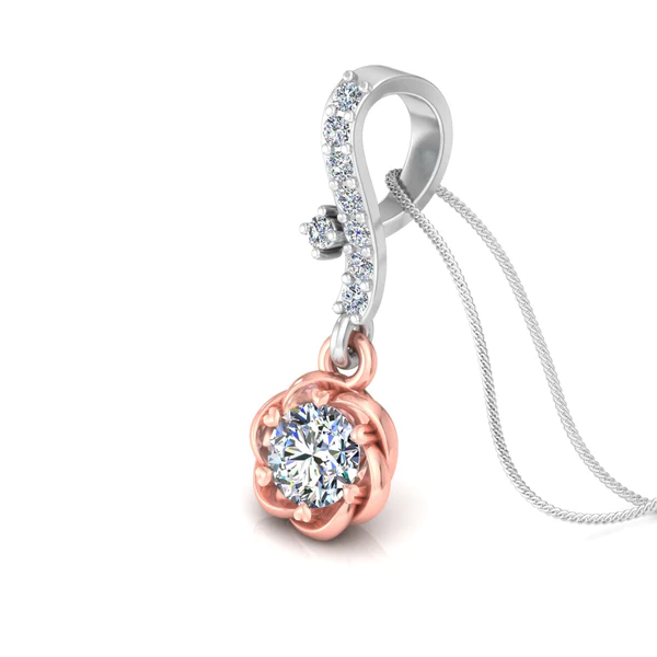 Round Diamond Sterling Silver Solitaire Women Pendant, Moissanite Diamond Pendant, Moissanite Women Pendant, Anniversary Gift Pendant, Engagement Gift Women Pendant