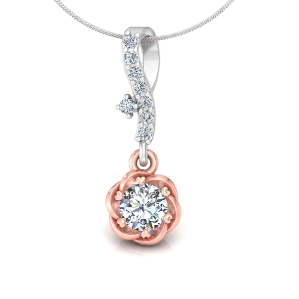 Round Diamond Sterling Silver Solitaire Women Pendant, Moissanite Diamond Pendant, Moissanite Women Pendant, Anniversary Gift Pendant, Engagement Gift Women Pendant