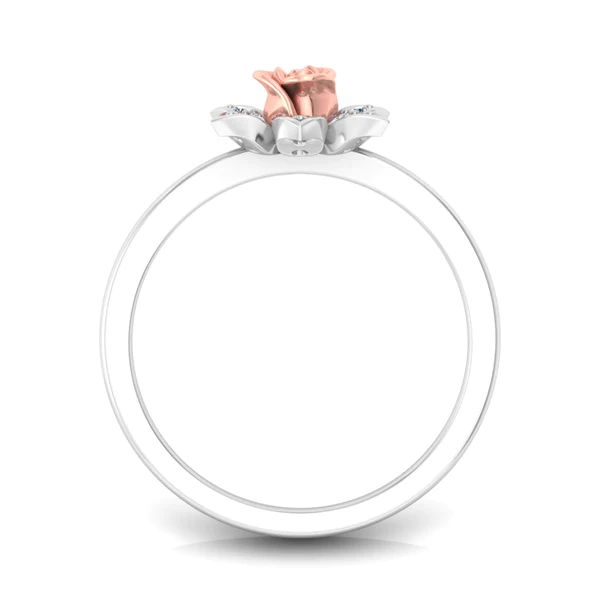 Round Moissanite Diamond Rose Shape Engagement Ring, Moissanite Diamond Engagement Ring, Sterling Silver Wedding Ring For Bridal, Solid Gold Anniversary Ring Gift For Her