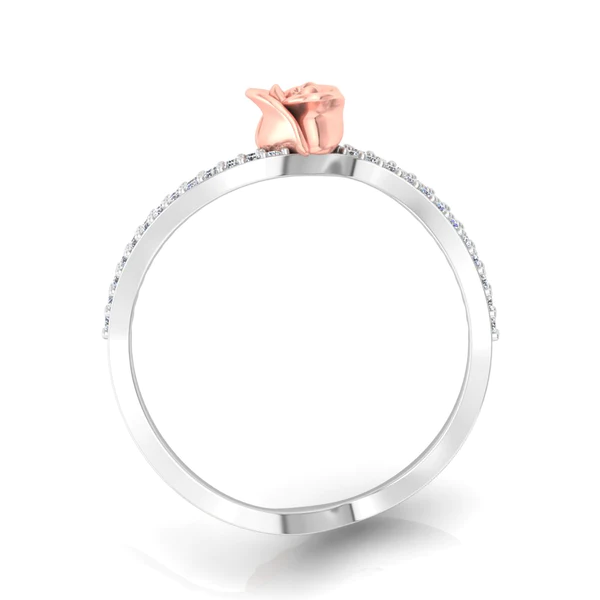 Round Moissanite Diamond Rose Shape Engagement Ring, Moissanite Diamond Engagement Ring, Sterling Silver Wedding Ring For Bridal, Solid Gold Anniversary Ring Gift For Her