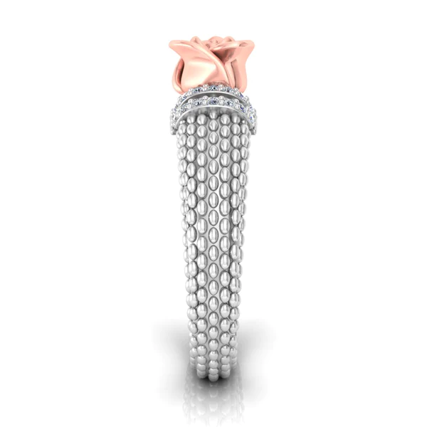 Round Moissanite Diamond Rose Shape Engagement Ring, Moissanite Diamond Engagement Ring, Sterling Silver Wedding Ring For Bridal, Solid Gold Anniversary Ring Gift For Her