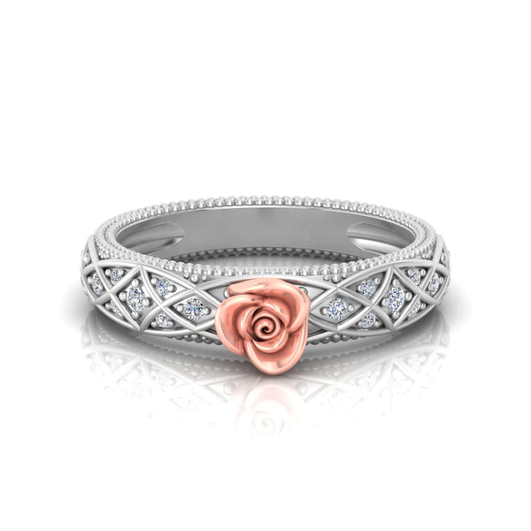 Round Moissanite Diamond Rose Shape Engagement Ring, Moissanite Diamond Engagement Ring, Sterling Silver Wedding Ring For Bridal, Solid Gold Anniversary Ring Gift For Her