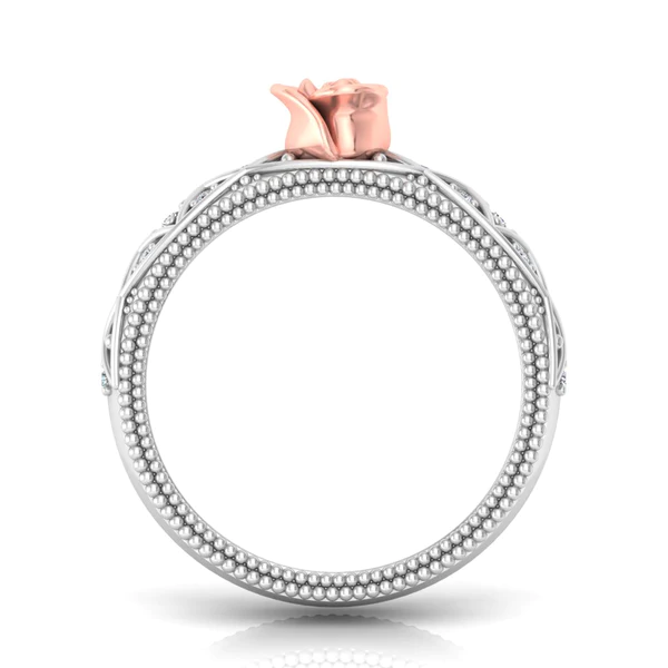 Round Moissanite Diamond Rose Shape Engagement Ring, Moissanite Diamond Engagement Ring, Sterling Silver Wedding Ring For Bridal, Solid Gold Anniversary Ring Gift For Her