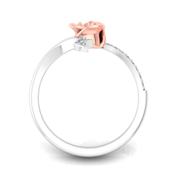 Round Moissanite Diamond Rose Shape Engagement Ring, Moissanite Diamond Engagement Ring, Sterling Silver Wedding Ring For Bridal, Solid Gold Anniversary Ring Gift For Her