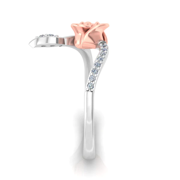 Round Moissanite Diamond Rose Shape Engagement Ring, Moissanite Diamond Engagement Ring, Sterling Silver Wedding Ring For Bridal, Solid Gold Anniversary Ring Gift For Her