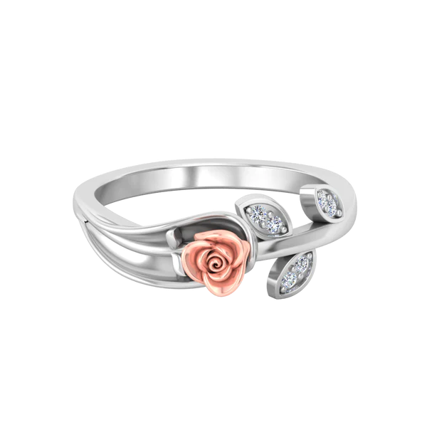 Round Moissanite Diamond Rose Shape Engagement Ring, Moissanite Diamond Engagement Ring, Sterling Silver Wedding Ring For Bridal, Solid Gold Anniversary Ring Gift For Her