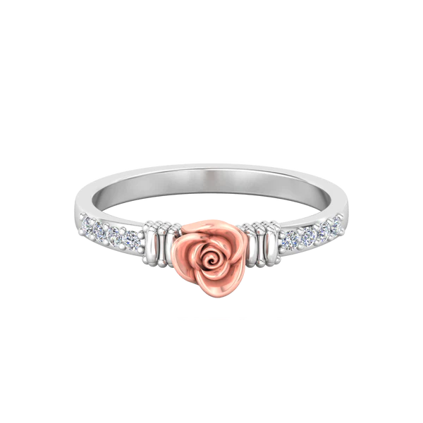 Round Moissanite Diamond Rose Shape Engagement Ring, Moissanite Diamond Engagement Ring, Sterling Silver Wedding Ring For Bridal, Solid Gold Anniversary Ring Gift For Her