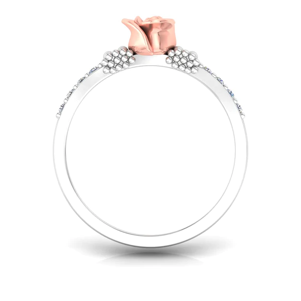 Round Moissanite Diamond Rose Shape Engagement Ring, Moissanite Diamond Engagement Ring, Sterling Silver Wedding Ring For Bridal, Solid Gold Anniversary Ring Gift For Her