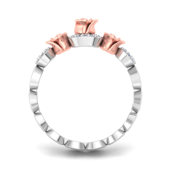 Round Moissanite Diamond Rose Shape Engagement Ring, Moissanite Diamond Engagement Ring, Sterling Silver Wedding Ring For Bridal, Solid Gold Anniversary Ring Gift For Her