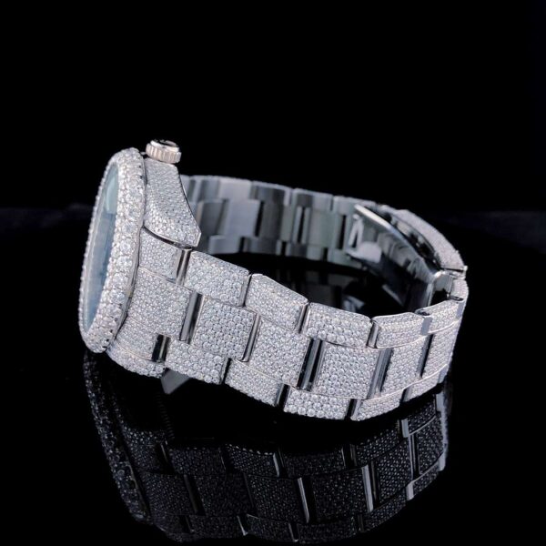 Rolex Datejust Presidential VVS Diamond Men Watch, Green 41mm Dial White Gold Plated Stainless Steel Men Watch For Gift, Fully Iced Out Birthday Gift Watch For Him