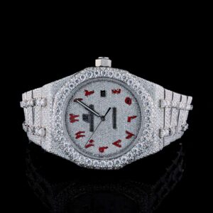 Audemars Piguet Full Iced Out Moissanite Diamond Men Watch, Stainless Steel White Gold Arabic Font Men Watch