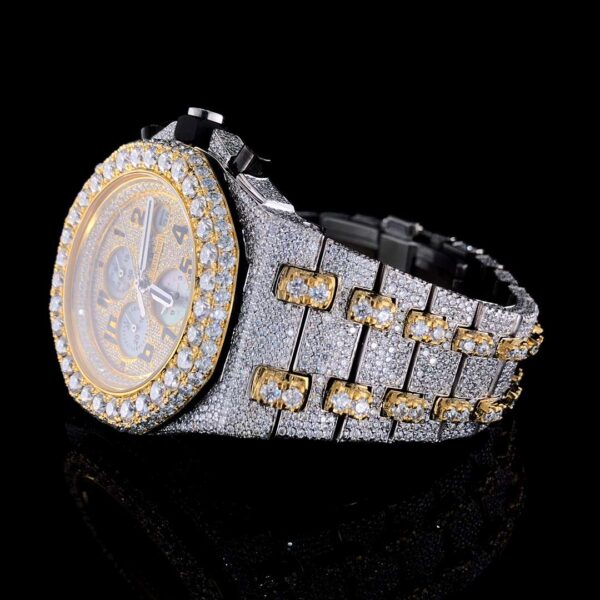 Audemars Piguet Full Iced Out Moissanite Diamond Men Watch, Stainless Steel All Chronology Working 2 Tone Gold Plated 42 mm Men Watch