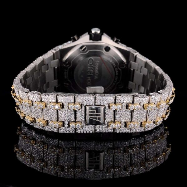 Audemars Piguet Full Iced Out Moissanite Diamond Men Watch, Stainless Steel All Chronology Working 2 Tone Gold Plated 42 mm Men Watch