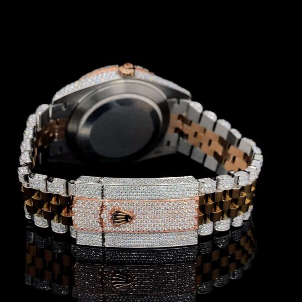 Rolex Datejust Jubilee VVS Diamond Men Watch, 41mm Dial White & Yellow Gold Plated Stainless Steel Men Watch For Gift, Fully Iced Out Birthday Gift Watch For Him