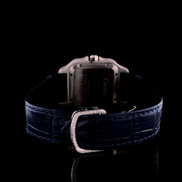 Cartier Santos Moissanite Diamond Full Iced Out Men Watch, Stainless Steel Yellow Gold Plated Men Watch For Birthday Gift