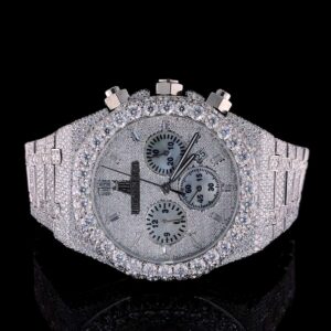 Audemars Piguet Full Iced Out VVS Diamond Men Watch, Stainless Steel All Chronograph Working White Gold Plated 42mm Men Watch