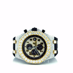 Audemars Piguet Full Iced Out VVS Diamond Men Watch, Silicon Army Band All Chronology Working 42mm Men Watch