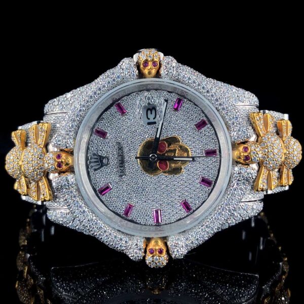 I_2023-09-13 124818 +0000 Rolex Datejust SKULL Customized Design VVS Diamond Men Watch, 41mm Dial White & Yellow Gold Plated Stainless Steel Men Watch For Gift, Fully Iced Out Birthday Gift Watch For Him