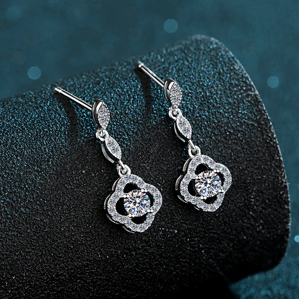 earrings1 Round VVS Diamond Sterling Silver Stud Cluster Diamond Earring, 10K/14K Gold Hip Hp Jewelry For Women, Anniversary Gift For Her