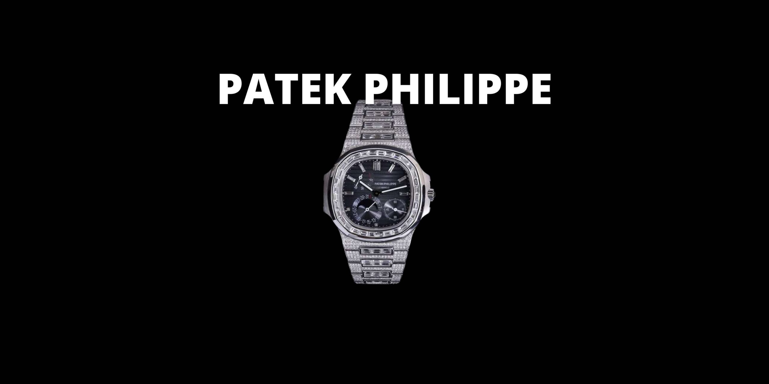 Patek Philippe Baguette VVS Diamond Men Automatic Watch, White Gold Plated Men Watch For Birthday Gift